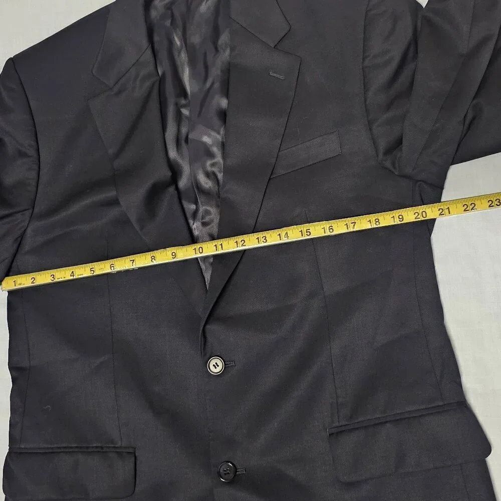 Lauren Ralph Lauren Coat Blazer Men Size 42 L Navy Blue Pure Woolmark 100% Wool
